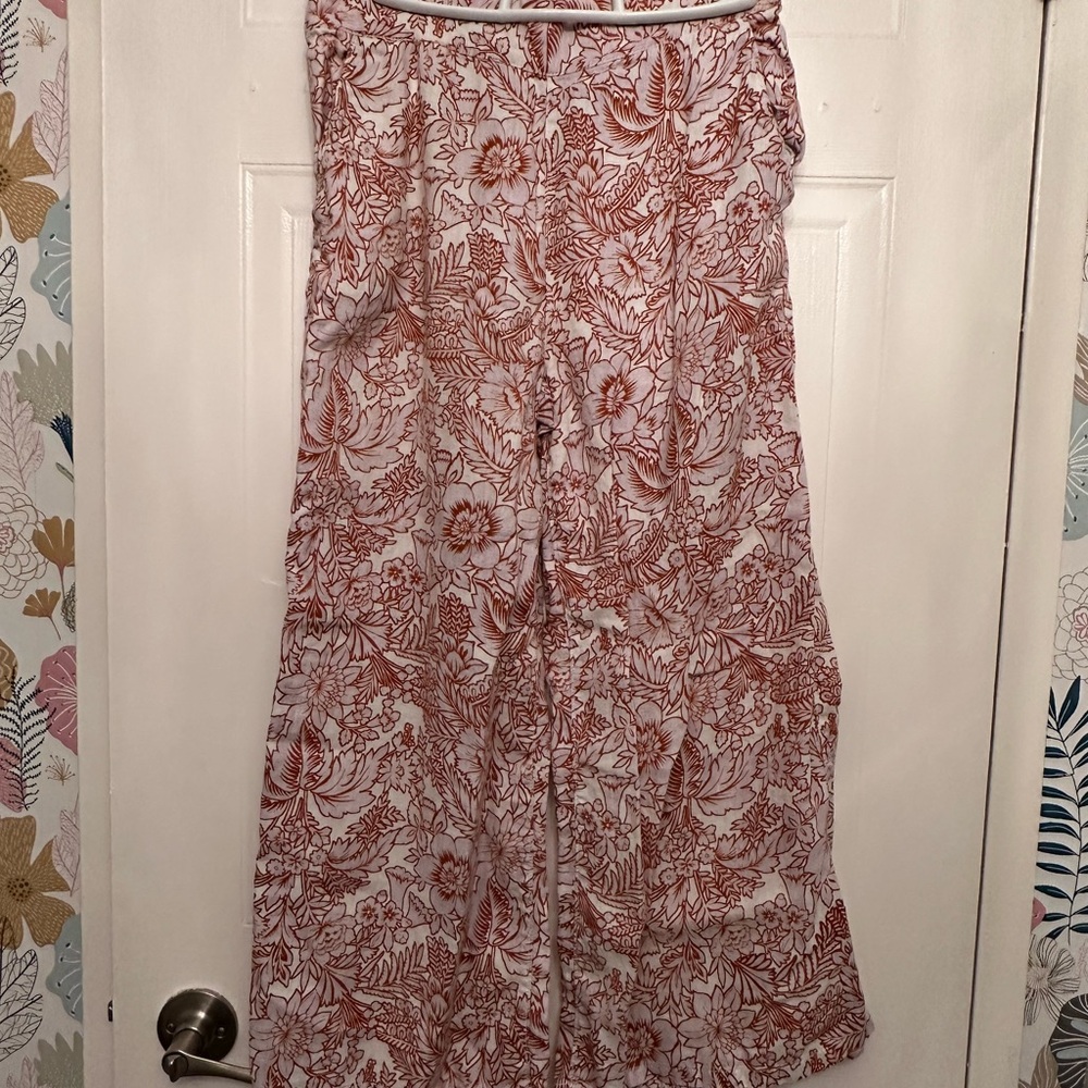 Pink Floral Linen Pants